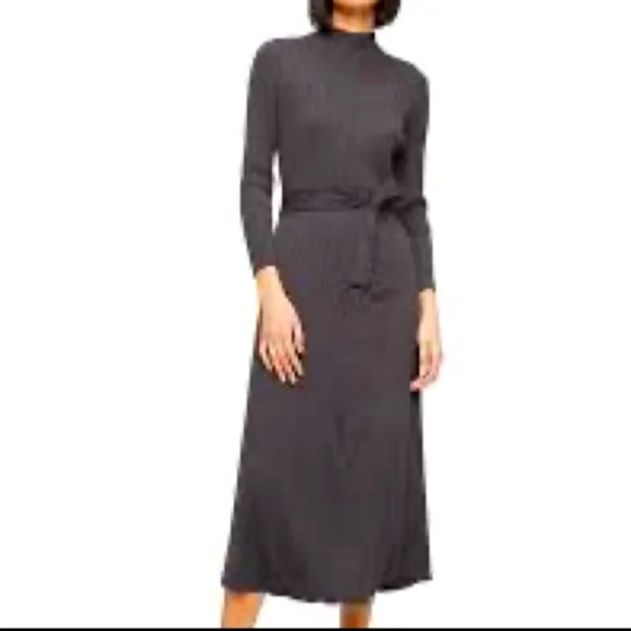 calvin klein grey sweater dress Calvin Klein Ribbed Monogram Logo Henley Dress main image 0